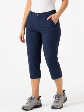 Royal Robbins Travel Capri Pants Women 4 Blue Stretch Hiking Lightweight UPF